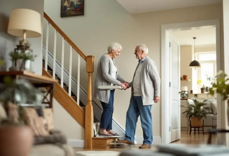 monte escalier debout